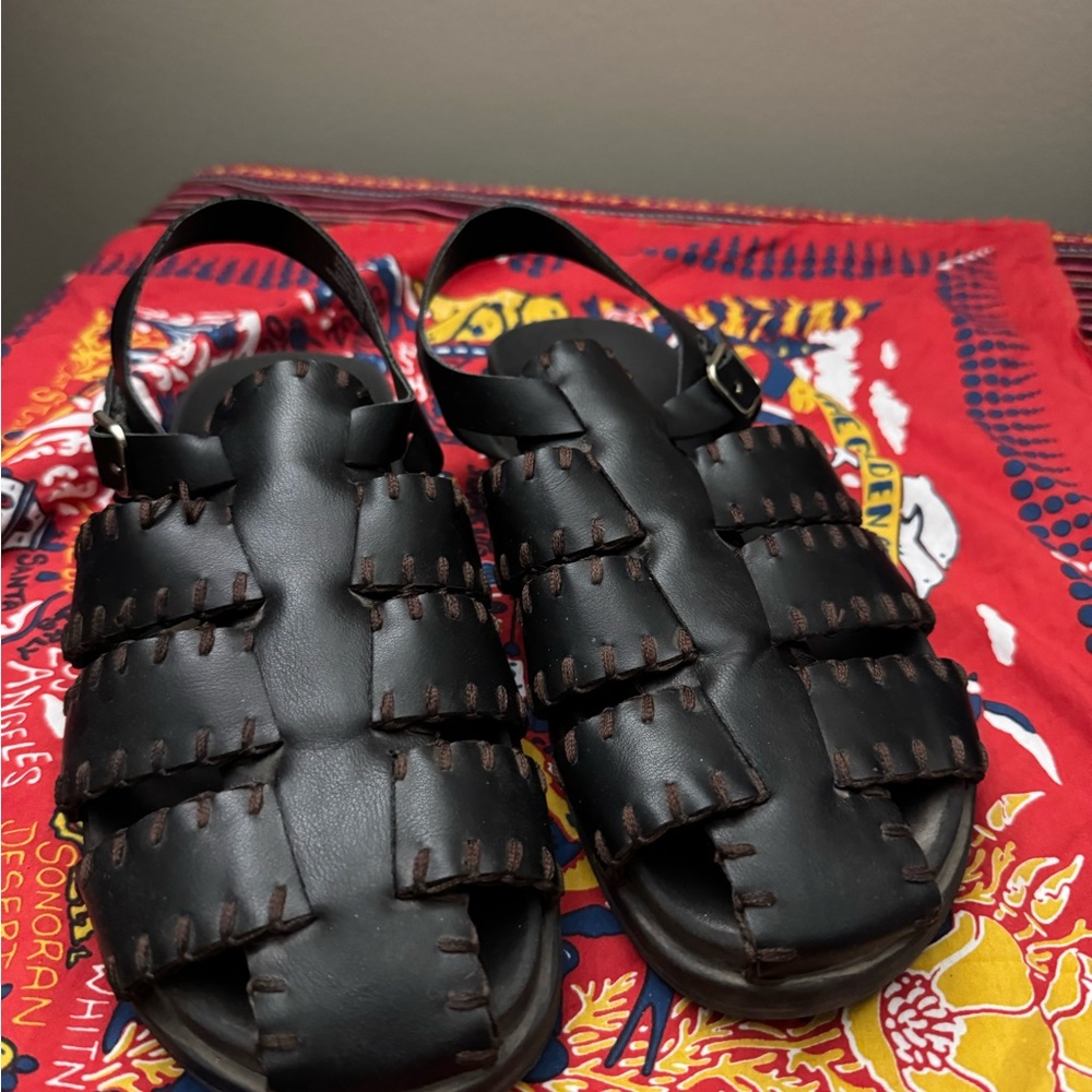 UO Black Faux Leather Sandals